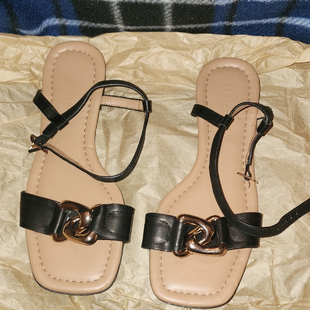 Aerosoles Yoyo Embellished Buckle Ankle Strap Women's Size 7.5 Black